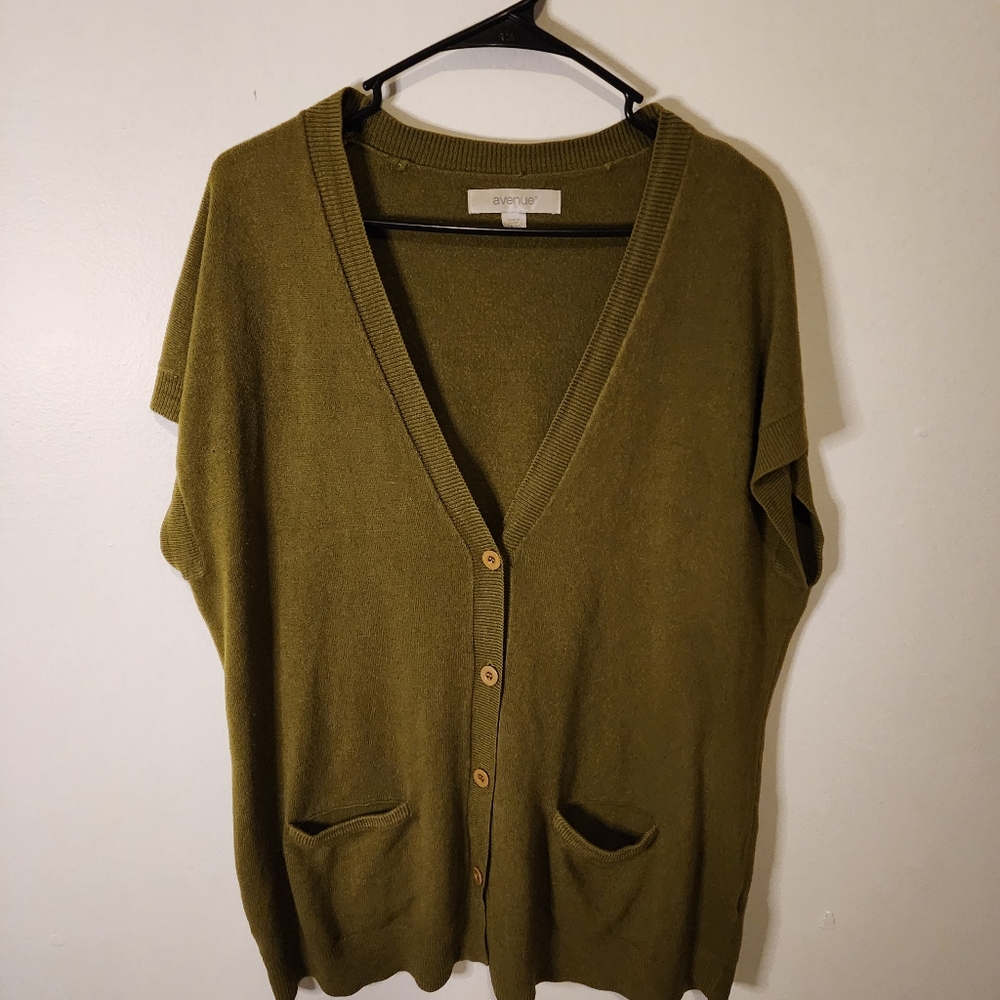 Avenue 18/20 Sleeveless Cardigan Olive Green Super Soft SFW